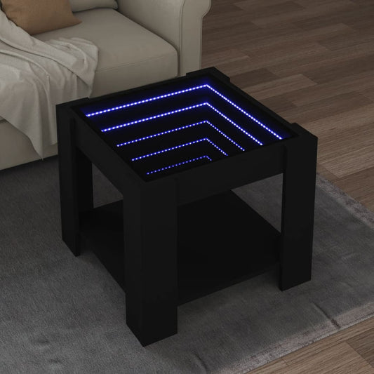Salontafel met LED 53x53x45 cm bewerkt hout zwart is nu te koop bij PeponiXL, paradijselijk wonen!