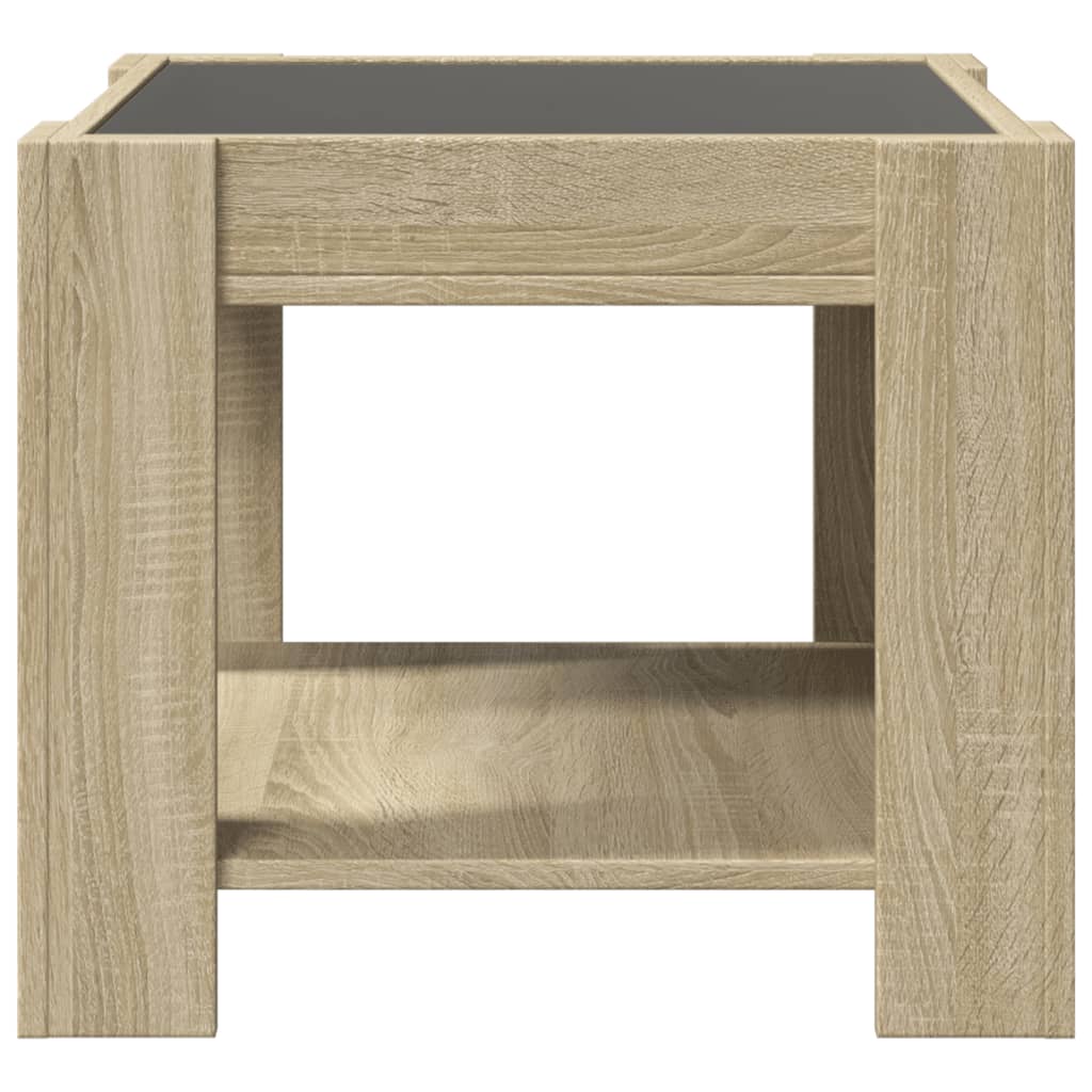 Salontafel met LED 53x53x45 cm bewerkt hout sonoma eikenkleurig is nu te koop bij PeponiXL, paradijselijk wonen!