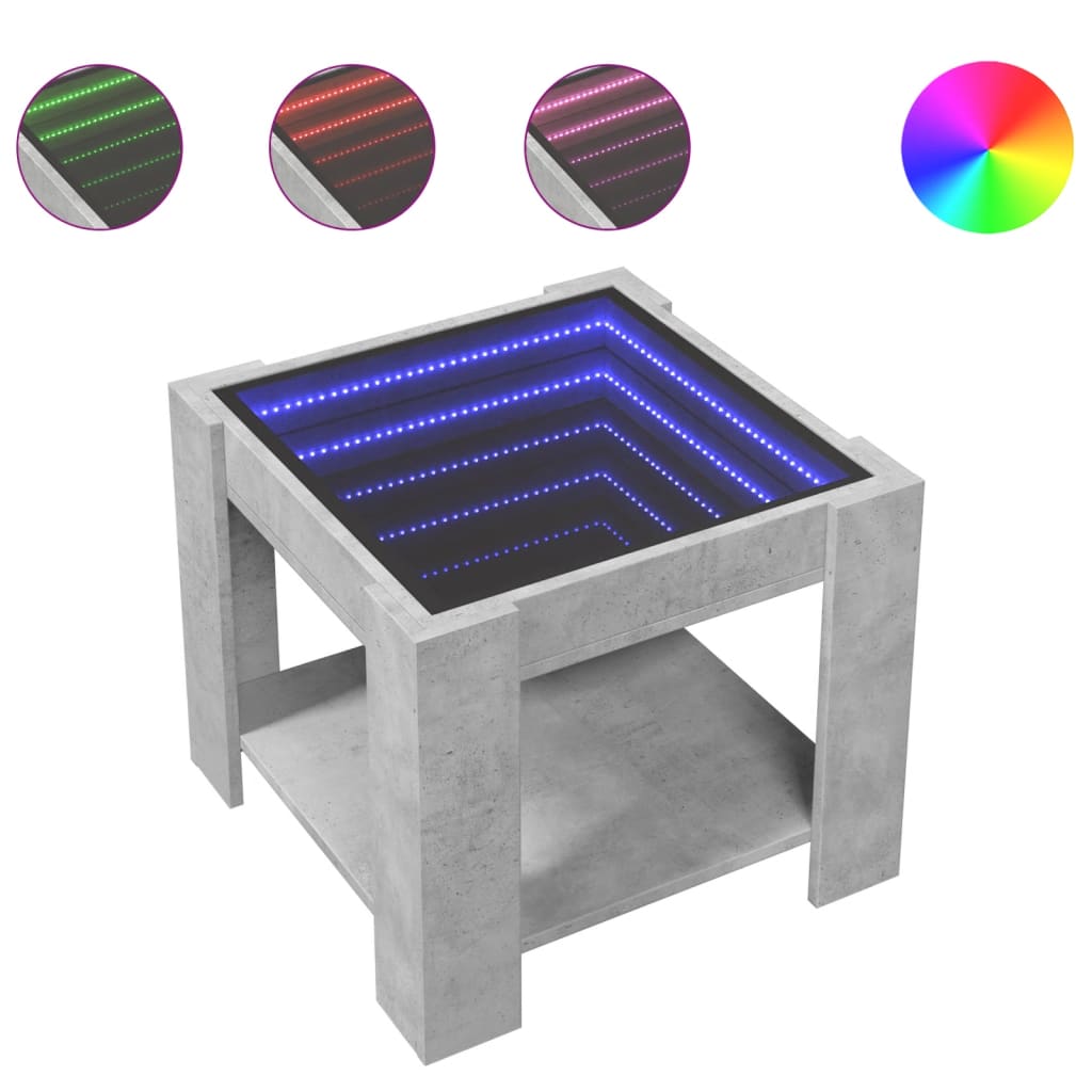 Salontafel met LED 53x53x45 cm bewerkt hout betongrijs is nu te koop bij PeponiXL, paradijselijk wonen!