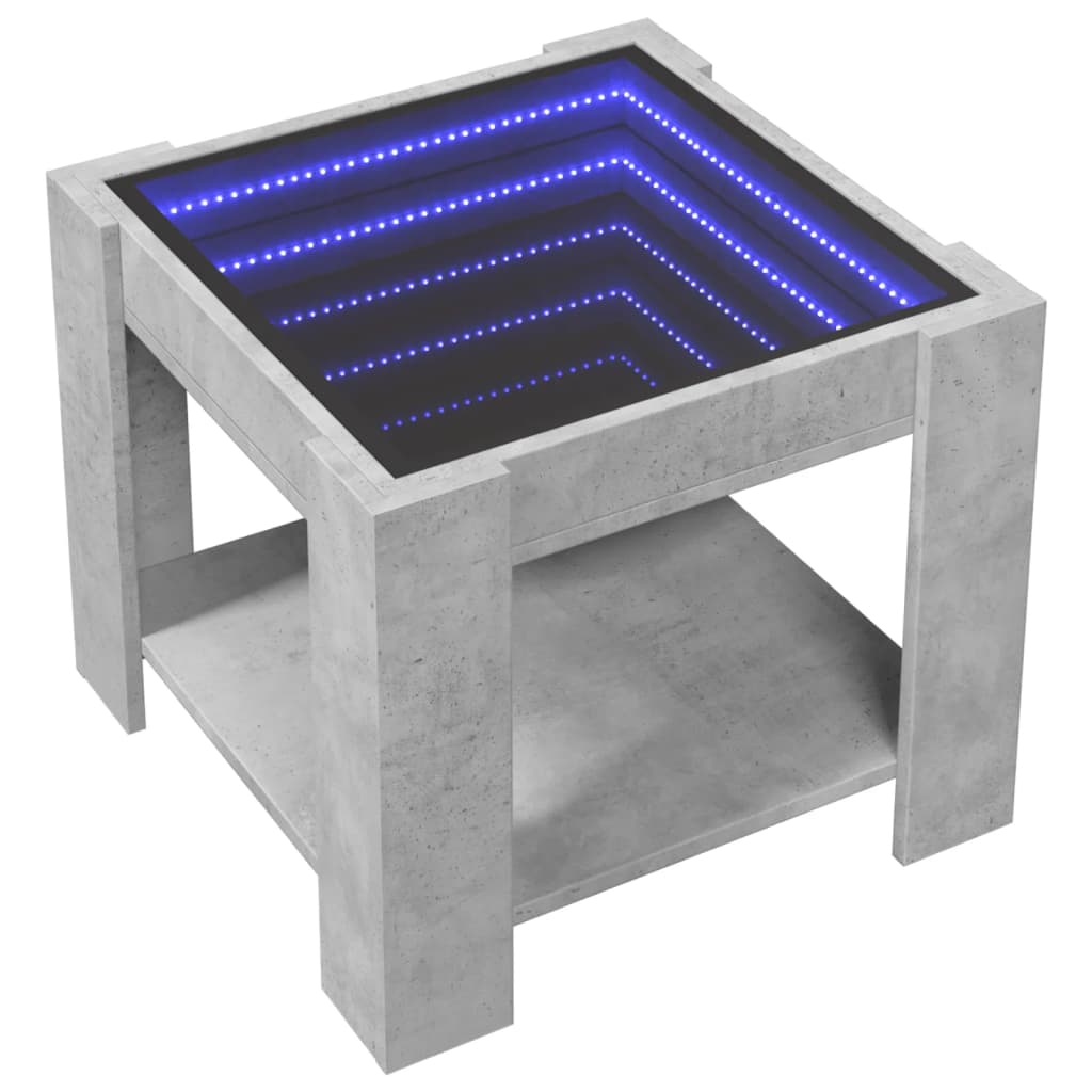Salontafel met LED 53x53x45 cm bewerkt hout betongrijs is nu te koop bij PeponiXL, paradijselijk wonen!