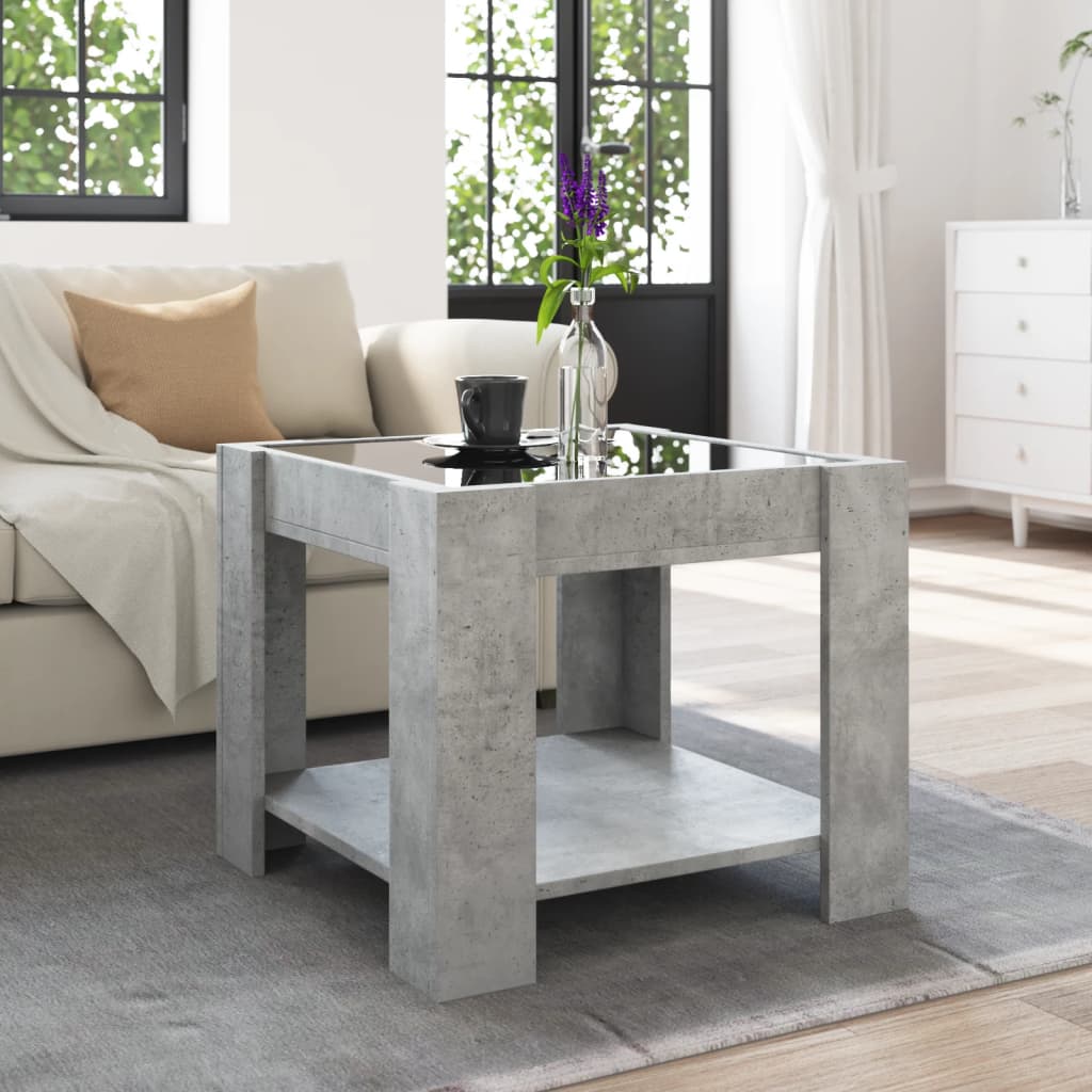 Salontafel met LED 53x53x45 cm bewerkt hout betongrijs is nu te koop bij PeponiXL, paradijselijk wonen!