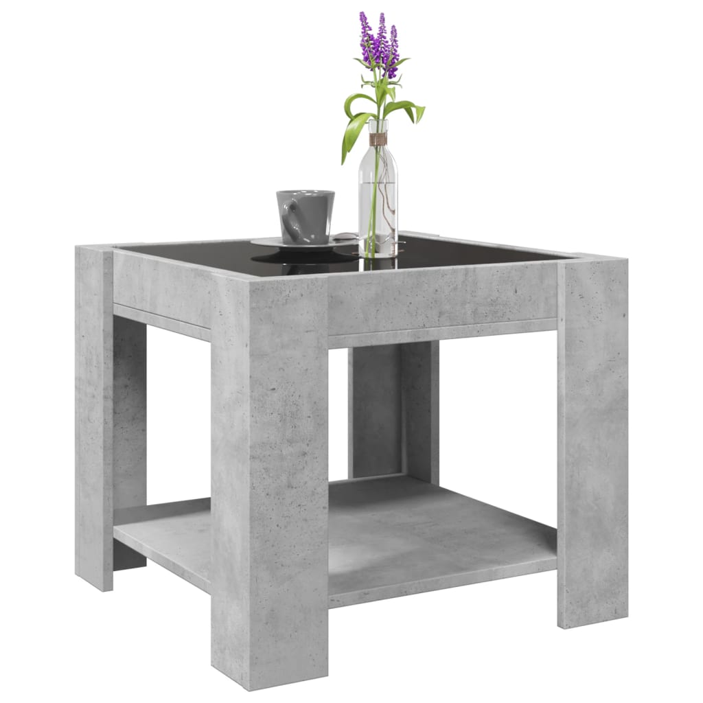 Salontafel met LED 53x53x45 cm bewerkt hout betongrijs is nu te koop bij PeponiXL, paradijselijk wonen!