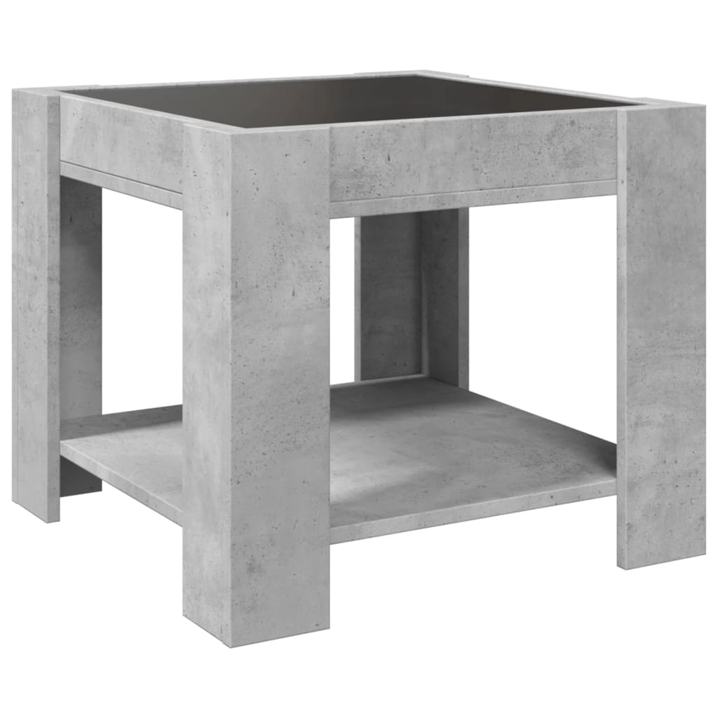 Salontafel met LED 53x53x45 cm bewerkt hout betongrijs is nu te koop bij PeponiXL, paradijselijk wonen!