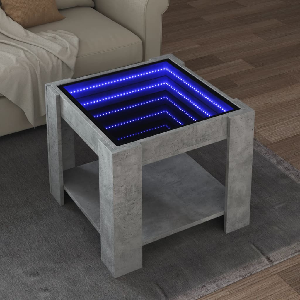 Salontafel met LED 53x53x45 cm bewerkt hout betongrijs is nu te koop bij PeponiXL, paradijselijk wonen!