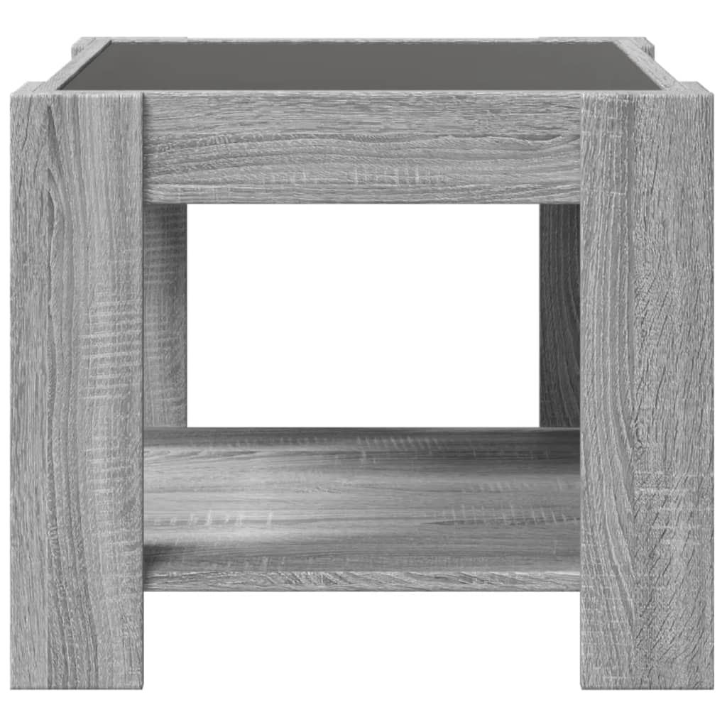 Salontafel met LED 53x53x45 cm bewerkt hout grijs sonoma eiken is nu te koop bij PeponiXL, paradijselijk wonen!