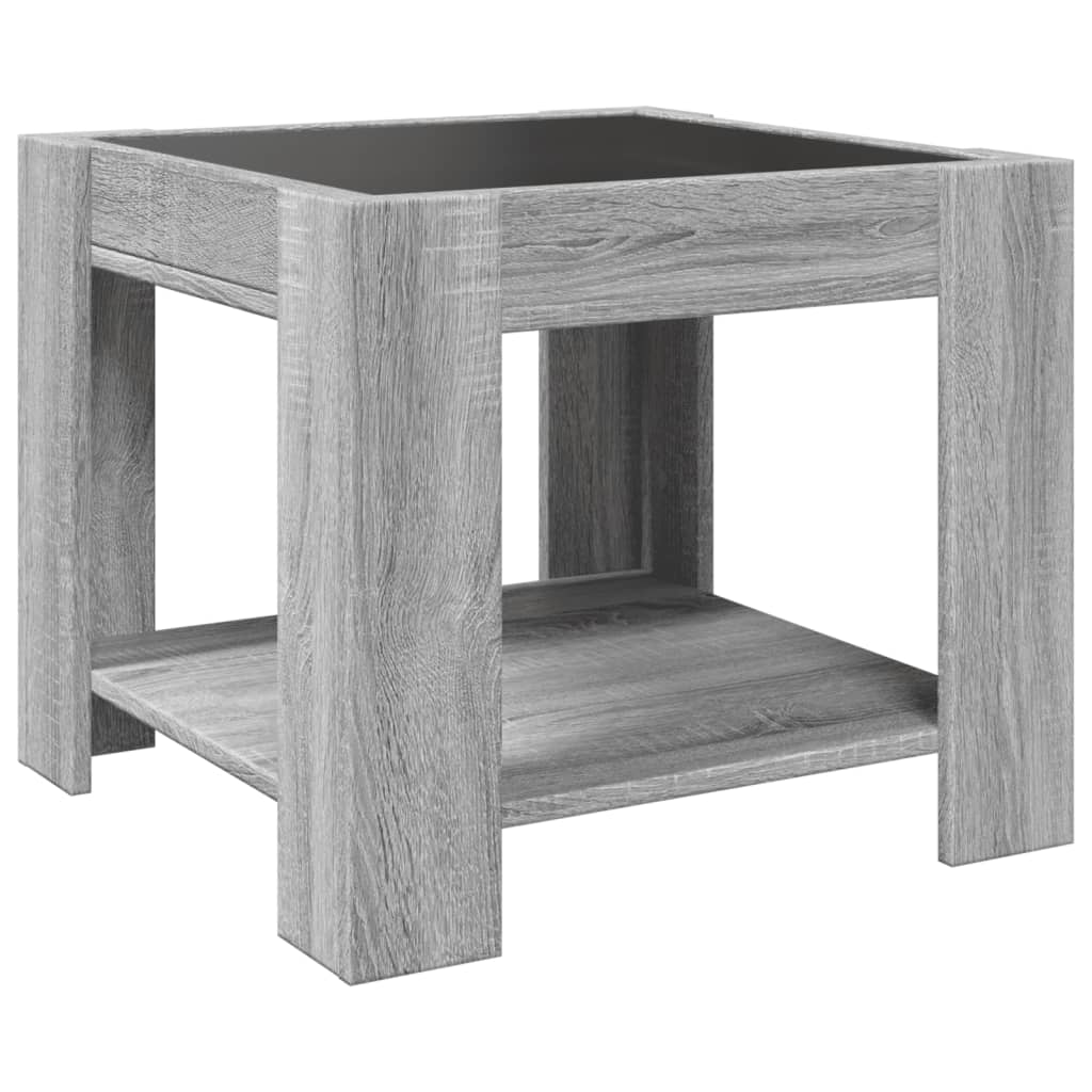 Salontafel met LED 53x53x45 cm bewerkt hout grijs sonoma eiken is nu te koop bij PeponiXL, paradijselijk wonen!