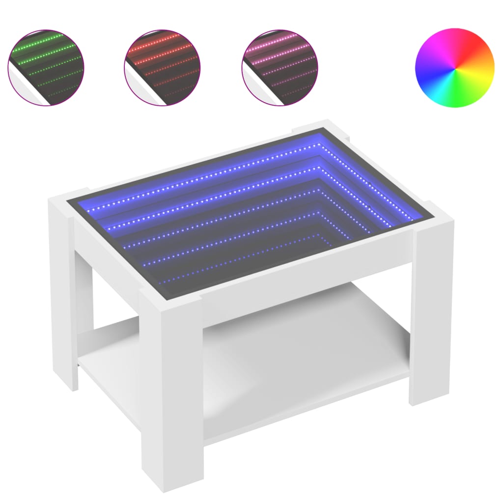 Salontafel met LED 73x53x45 cm bewerkt hout wit is nu te koop bij PeponiXL, paradijselijk wonen!