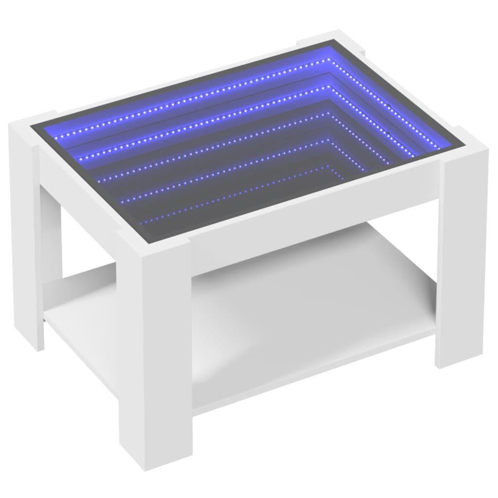Salontafel met LED 73x53x45 cm bewerkt hout wit is nu te koop bij PeponiXL, paradijselijk wonen!
