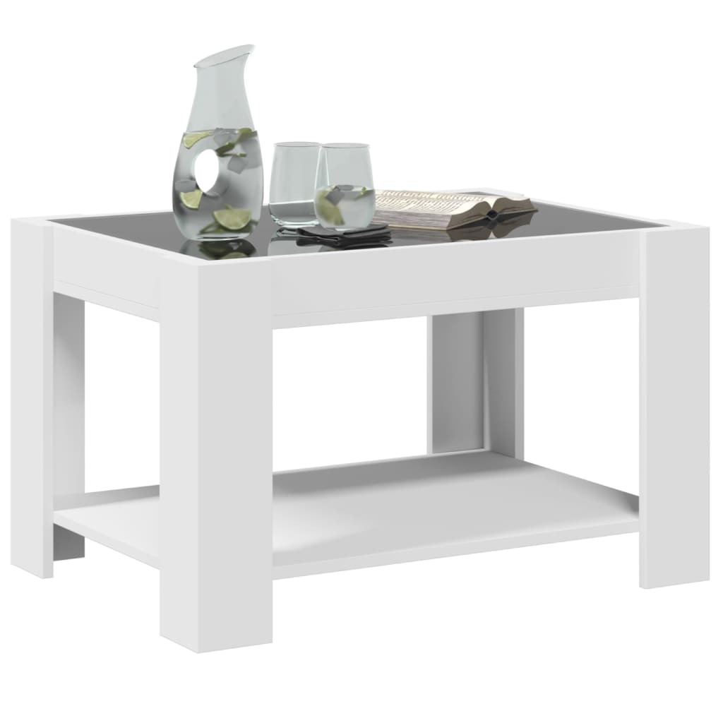 Salontafel met LED 73x53x45 cm bewerkt hout wit is nu te koop bij PeponiXL, paradijselijk wonen!