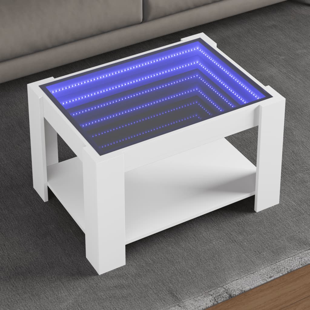 Salontafel met LED 73x53x45 cm bewerkt hout wit is nu te koop bij PeponiXL, paradijselijk wonen!