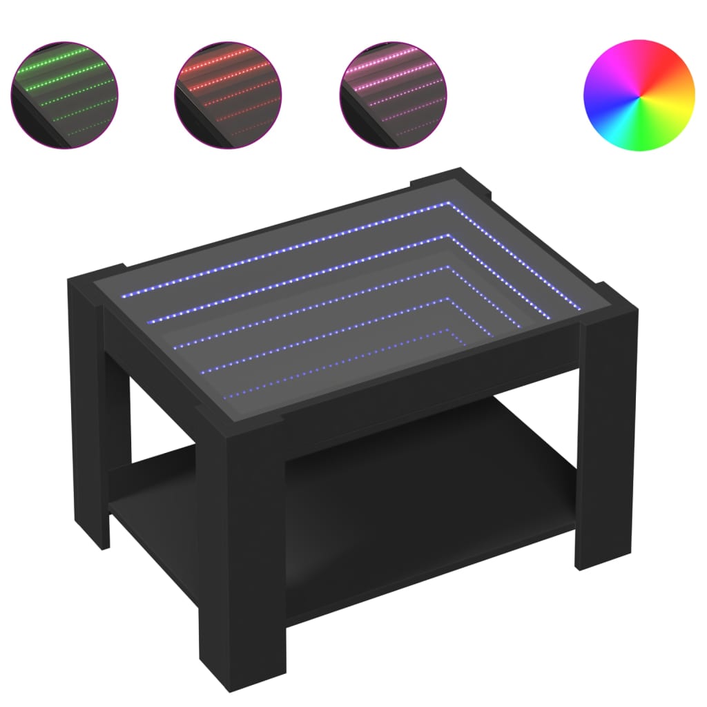 Salontafel met LED 73x53x45 cm bewerkt hout zwart is nu te koop bij PeponiXL, paradijselijk wonen!
