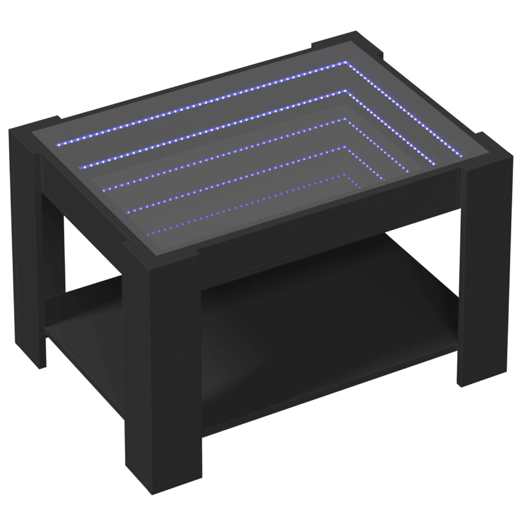 Salontafel met LED 73x53x45 cm bewerkt hout zwart is nu te koop bij PeponiXL, paradijselijk wonen!