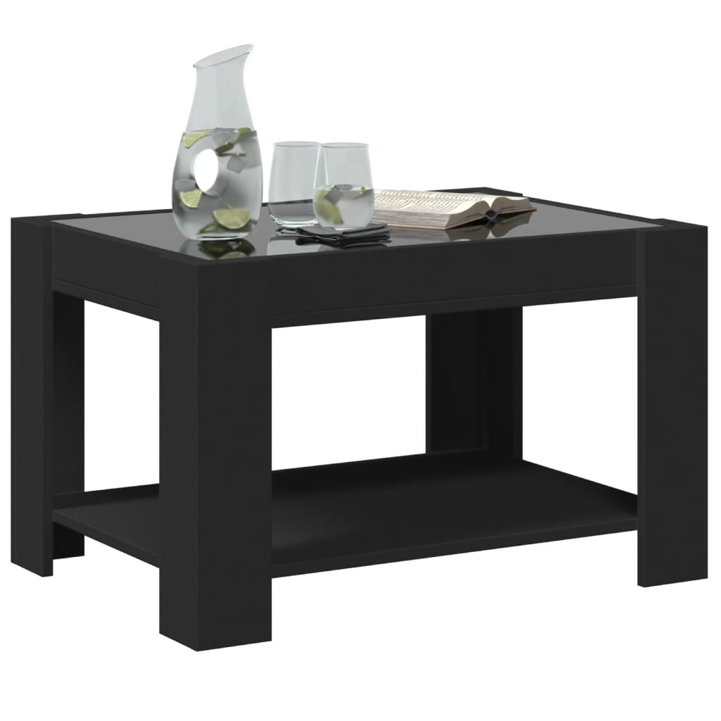 Salontafel met LED 73x53x45 cm bewerkt hout zwart is nu te koop bij PeponiXL, paradijselijk wonen!