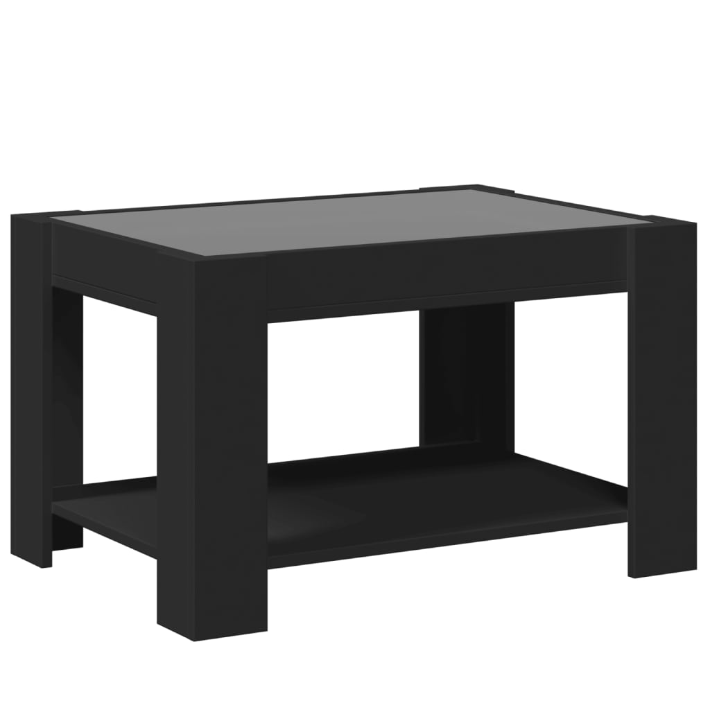 Salontafel met LED 73x53x45 cm bewerkt hout zwart is nu te koop bij PeponiXL, paradijselijk wonen!