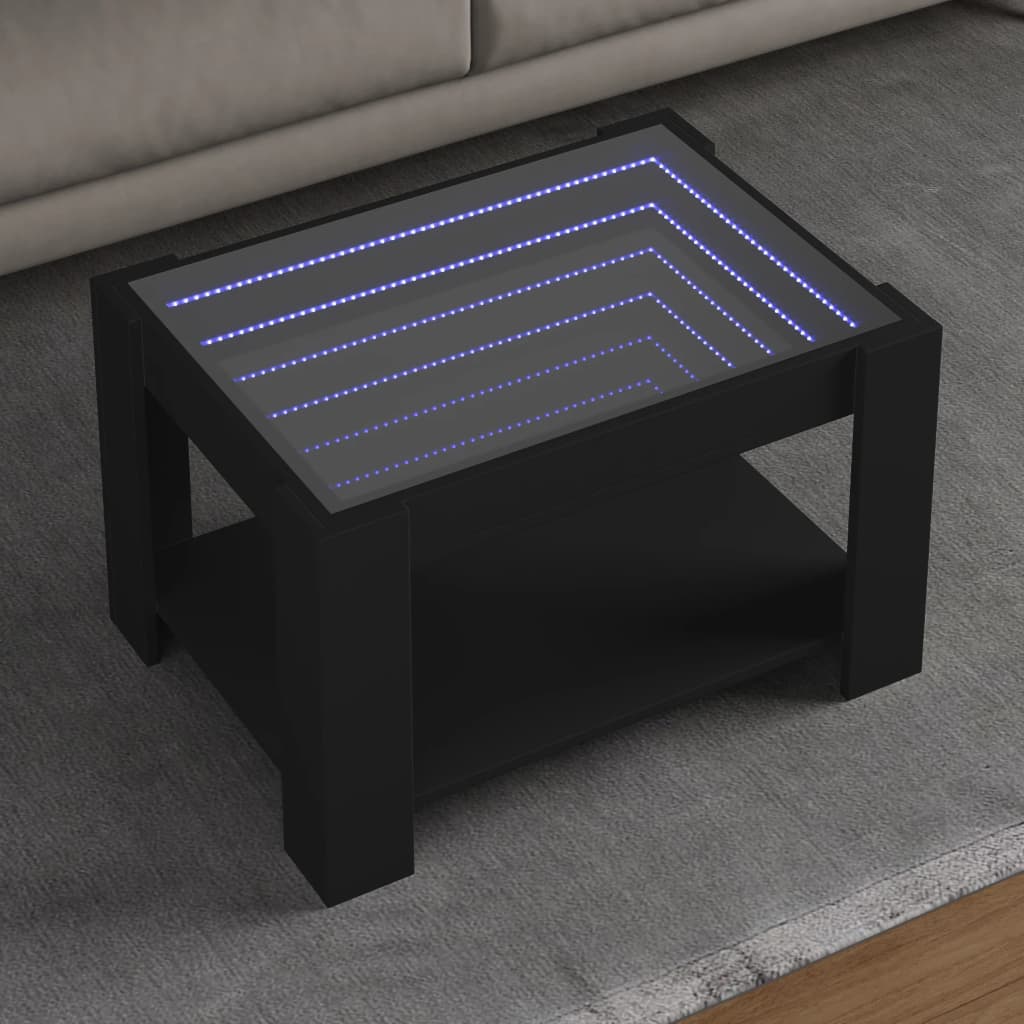 Salontafel met LED 73x53x45 cm bewerkt hout zwart is nu te koop bij PeponiXL, paradijselijk wonen!