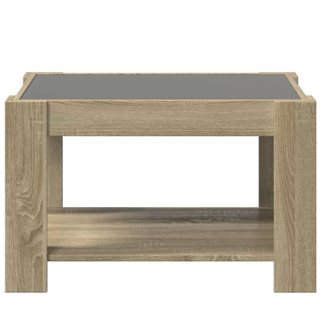 Salontafel met LED 73x53x45 cm bewerkt hout sonoma eikenkleurig is nu te koop bij PeponiXL, paradijselijk wonen!