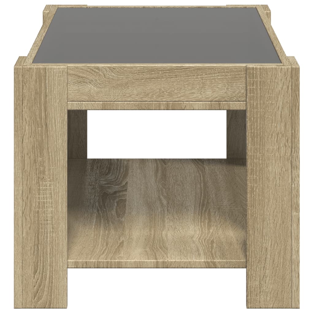 Salontafel met LED 73x53x45 cm bewerkt hout sonoma eikenkleurig is nu te koop bij PeponiXL, paradijselijk wonen!