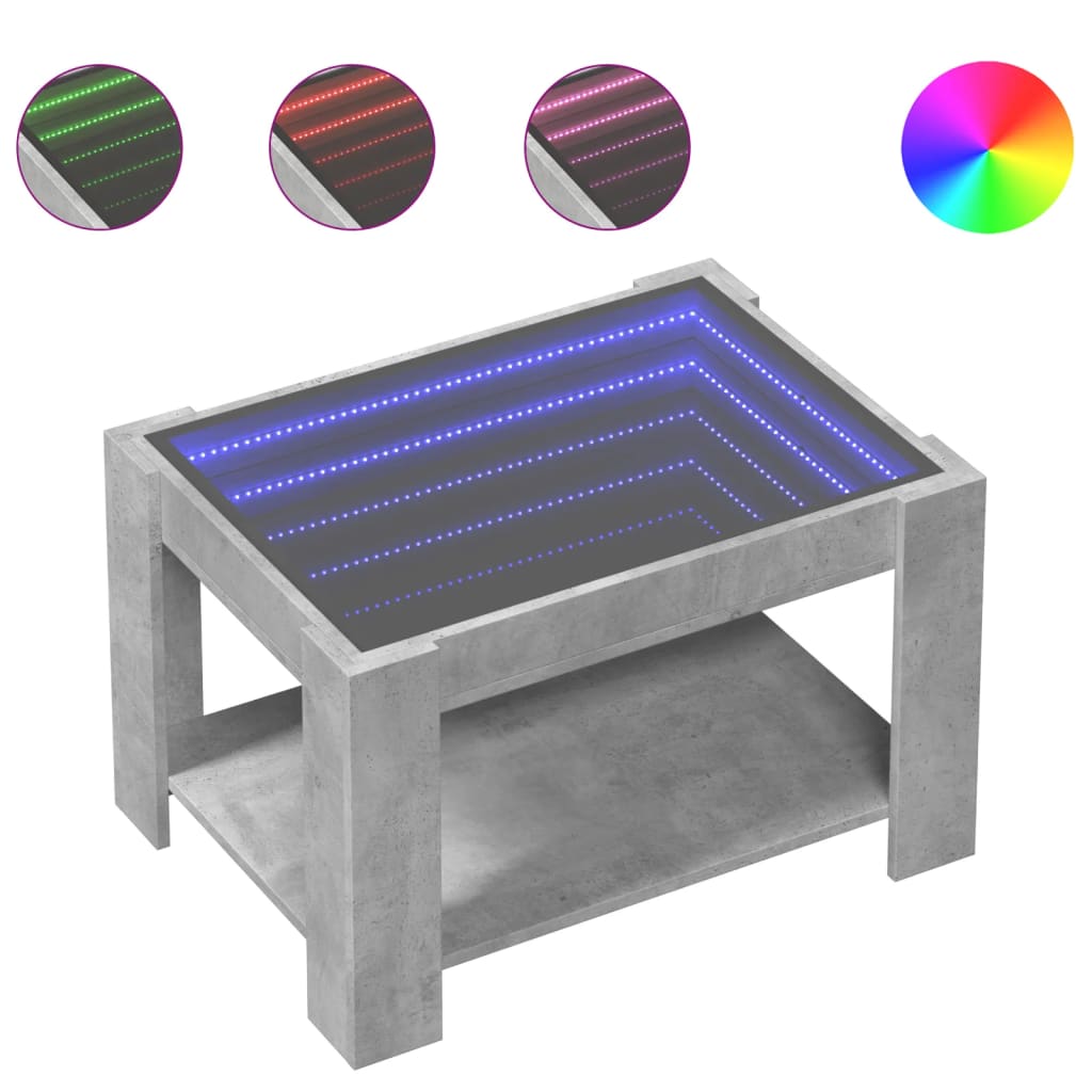 Salontafel met LED 73x53x45 cm bewerkt hout betongrijs is nu te koop bij PeponiXL, paradijselijk wonen!