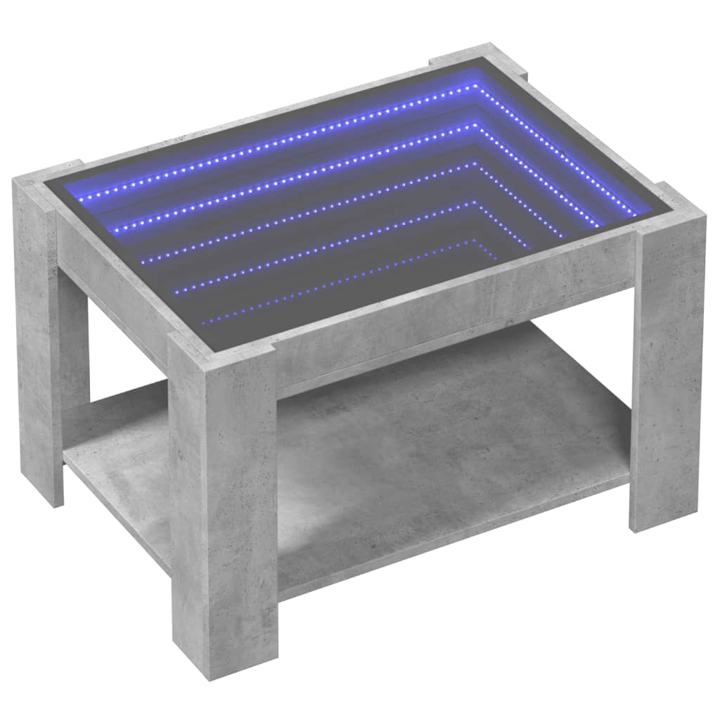 Salontafel met LED 73x53x45 cm bewerkt hout betongrijs is nu te koop bij PeponiXL, paradijselijk wonen!