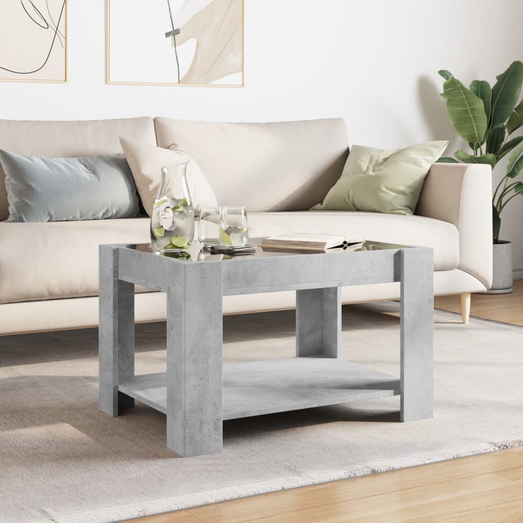 Salontafel met LED 73x53x45 cm bewerkt hout betongrijs is nu te koop bij PeponiXL, paradijselijk wonen!