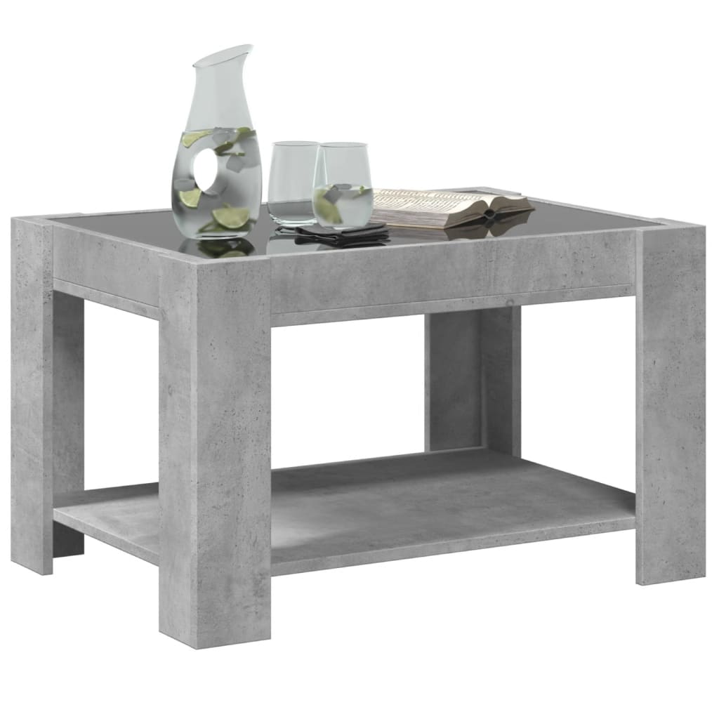 Salontafel met LED 73x53x45 cm bewerkt hout betongrijs is nu te koop bij PeponiXL, paradijselijk wonen!