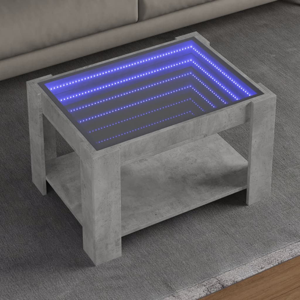 Salontafel met LED 73x53x45 cm bewerkt hout betongrijs is nu te koop bij PeponiXL, paradijselijk wonen!