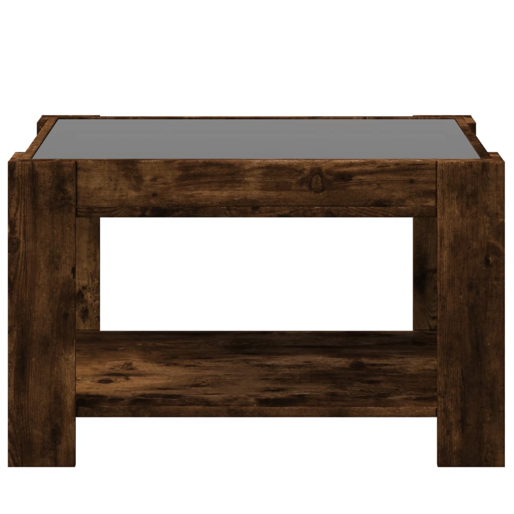 Salontafel met LED 73x53x45 cm bewerkt hout gerookt eikenkleur is nu te koop bij PeponiXL, paradijselijk wonen!