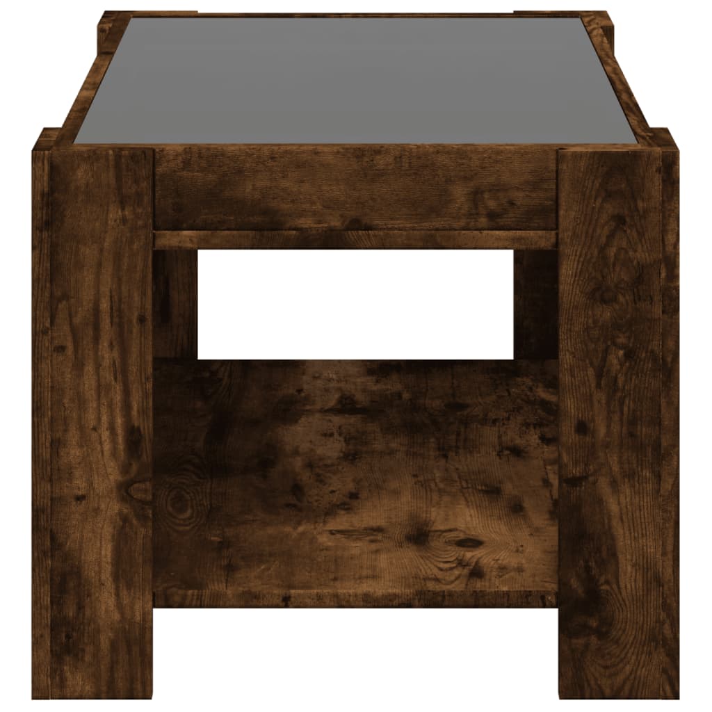 Salontafel met LED 73x53x45 cm bewerkt hout gerookt eikenkleur is nu te koop bij PeponiXL, paradijselijk wonen!