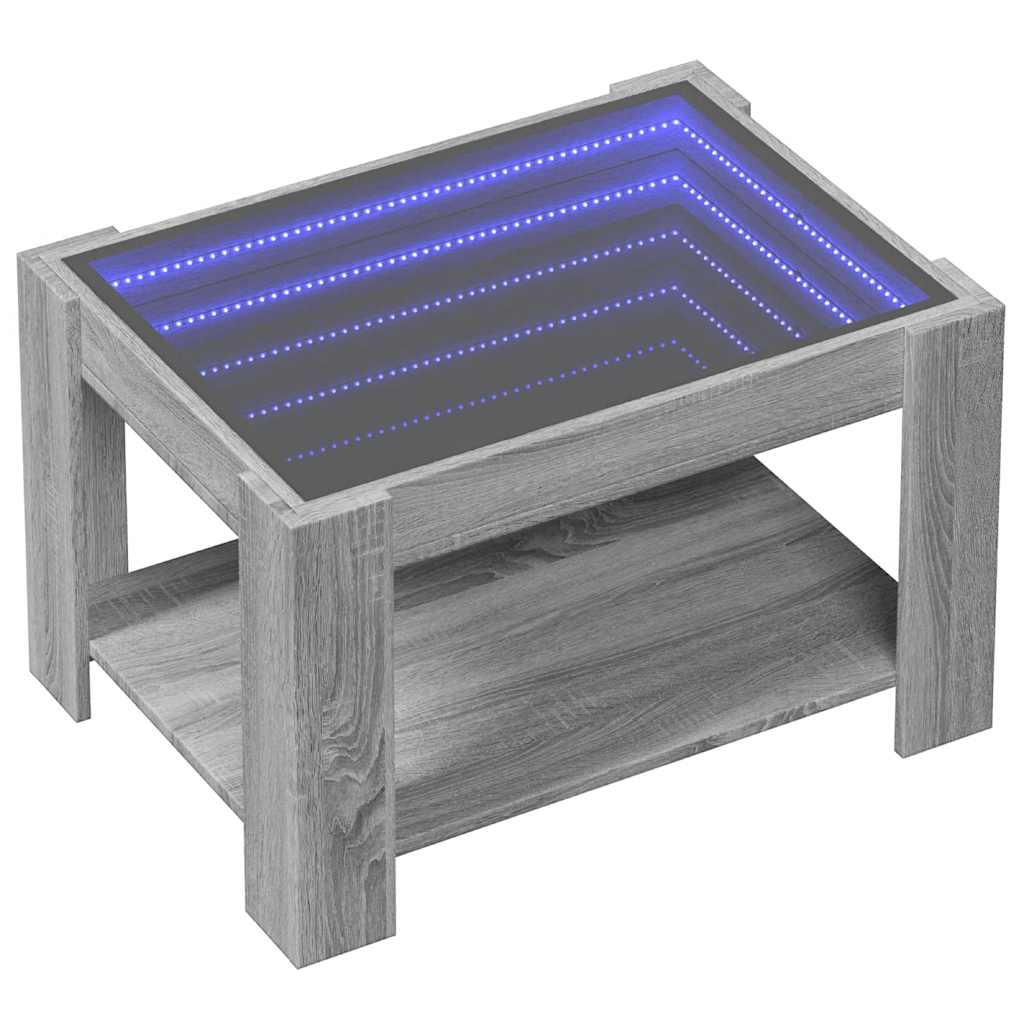 Salontafel met LED 73x53x45 cm bewerkt hout grijs sonoma eiken is nu te koop bij PeponiXL, paradijselijk wonen!