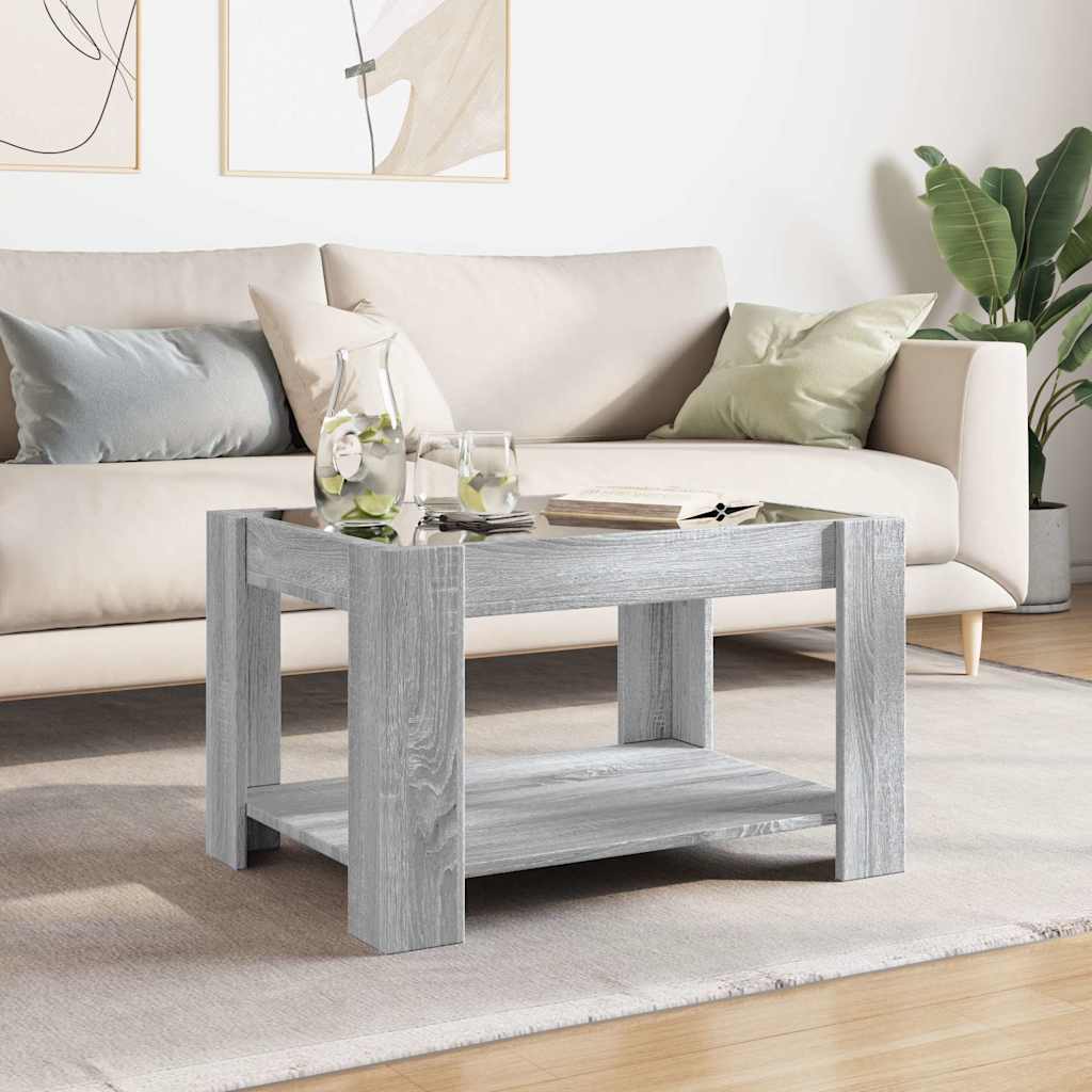 Salontafel met LED 73x53x45 cm bewerkt hout grijs sonoma eiken is nu te koop bij PeponiXL, paradijselijk wonen!