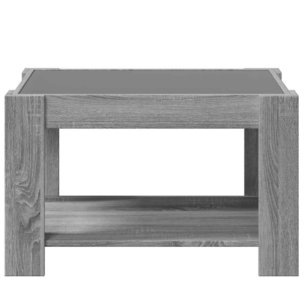 Salontafel met LED 73x53x45 cm bewerkt hout grijs sonoma eiken is nu te koop bij PeponiXL, paradijselijk wonen!
