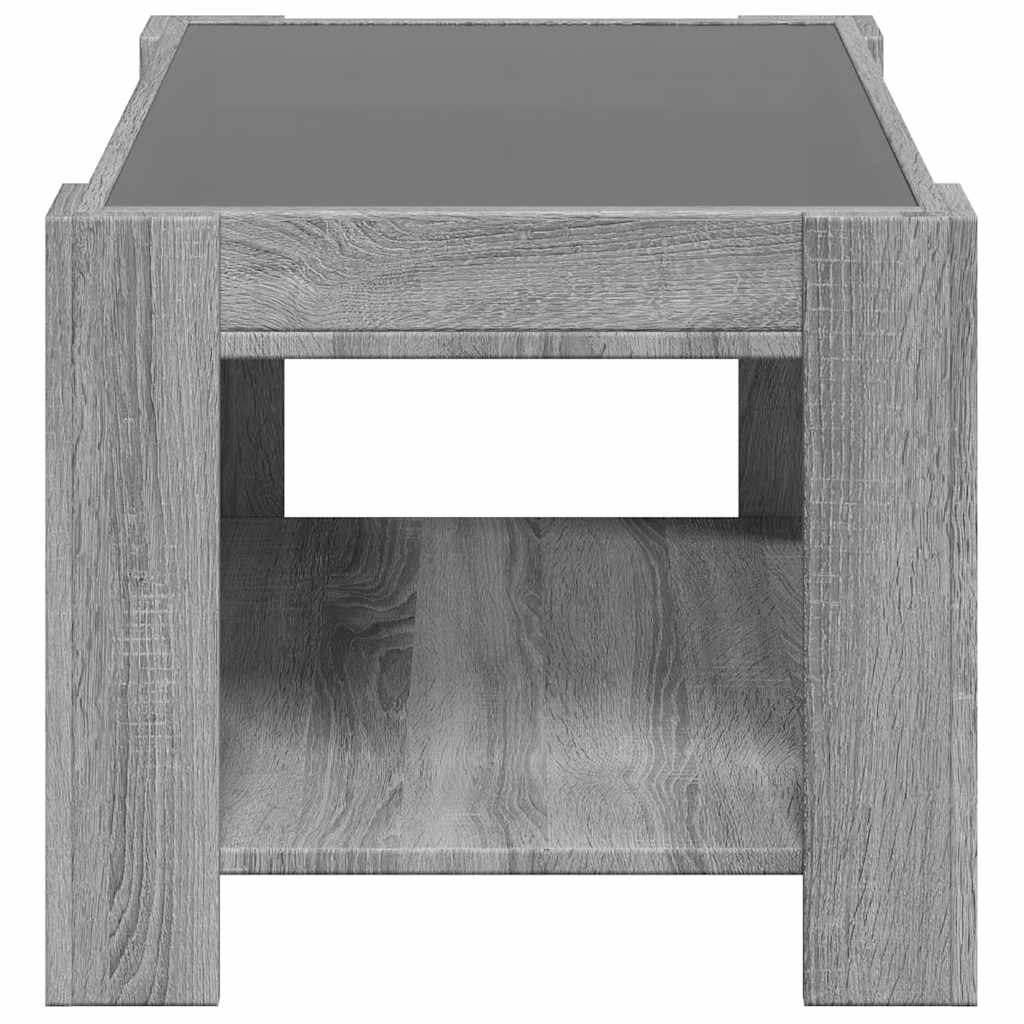 Salontafel met LED 73x53x45 cm bewerkt hout grijs sonoma eiken is nu te koop bij PeponiXL, paradijselijk wonen!