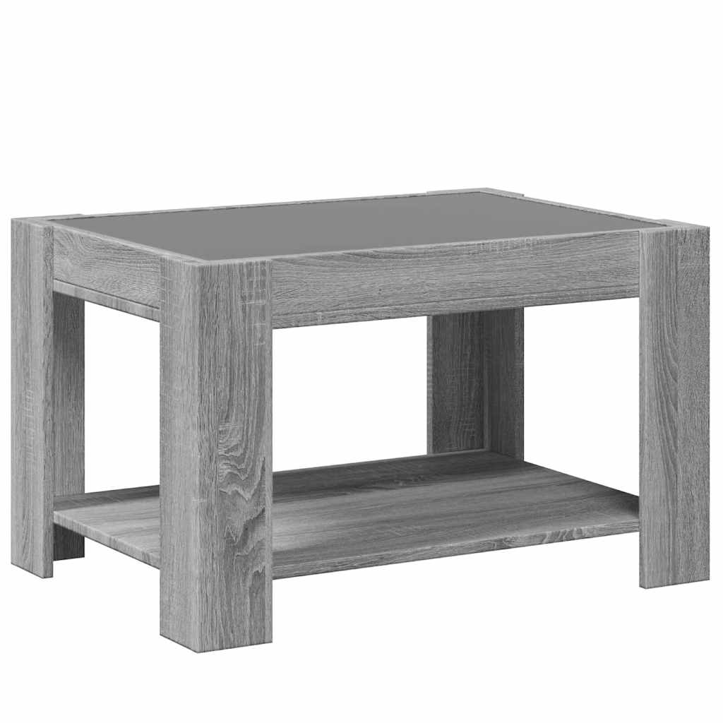 Salontafel met LED 73x53x45 cm bewerkt hout grijs sonoma eiken is nu te koop bij PeponiXL, paradijselijk wonen!