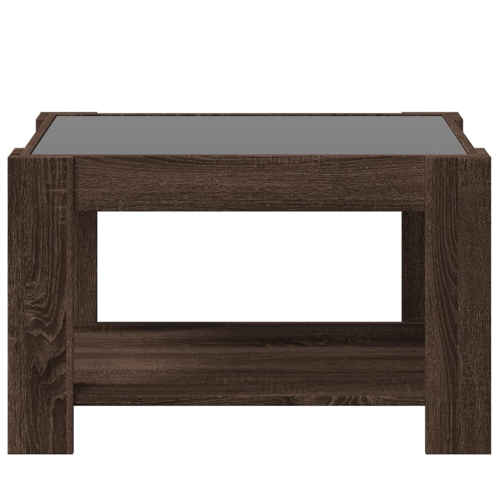 Salontafel met LED 73x53x45 cm bewerkt hout bruin eikenkleurig is nu te koop bij PeponiXL, paradijselijk wonen!
