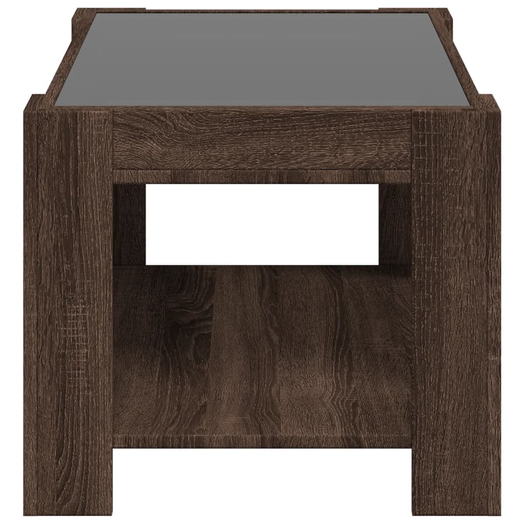 Salontafel met LED 73x53x45 cm bewerkt hout bruin eikenkleurig is nu te koop bij PeponiXL, paradijselijk wonen!
