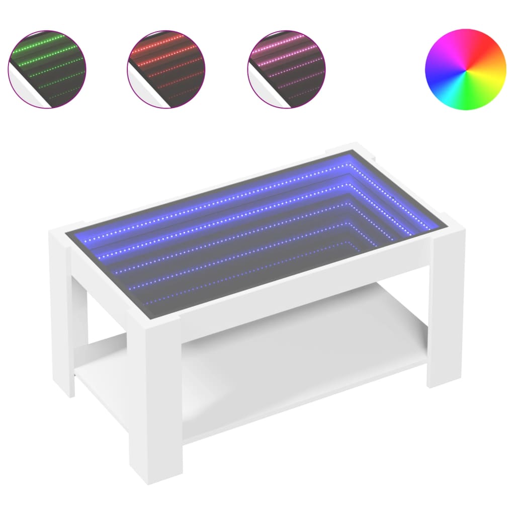 Salontafel met LED 93x53x45 cm bewerkt hout wit is nu te koop bij PeponiXL, paradijselijk wonen!