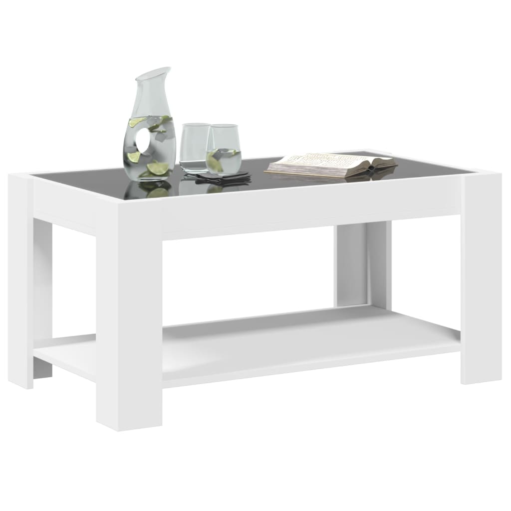 Salontafel met LED 93x53x45 cm bewerkt hout wit is nu te koop bij PeponiXL, paradijselijk wonen!