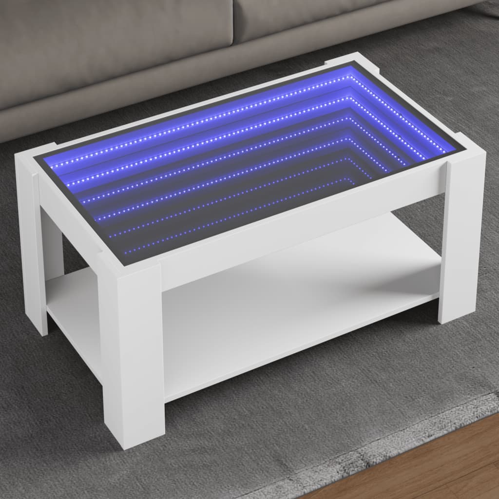 Salontafel met LED 93x53x45 cm bewerkt hout wit is nu te koop bij PeponiXL, paradijselijk wonen!
