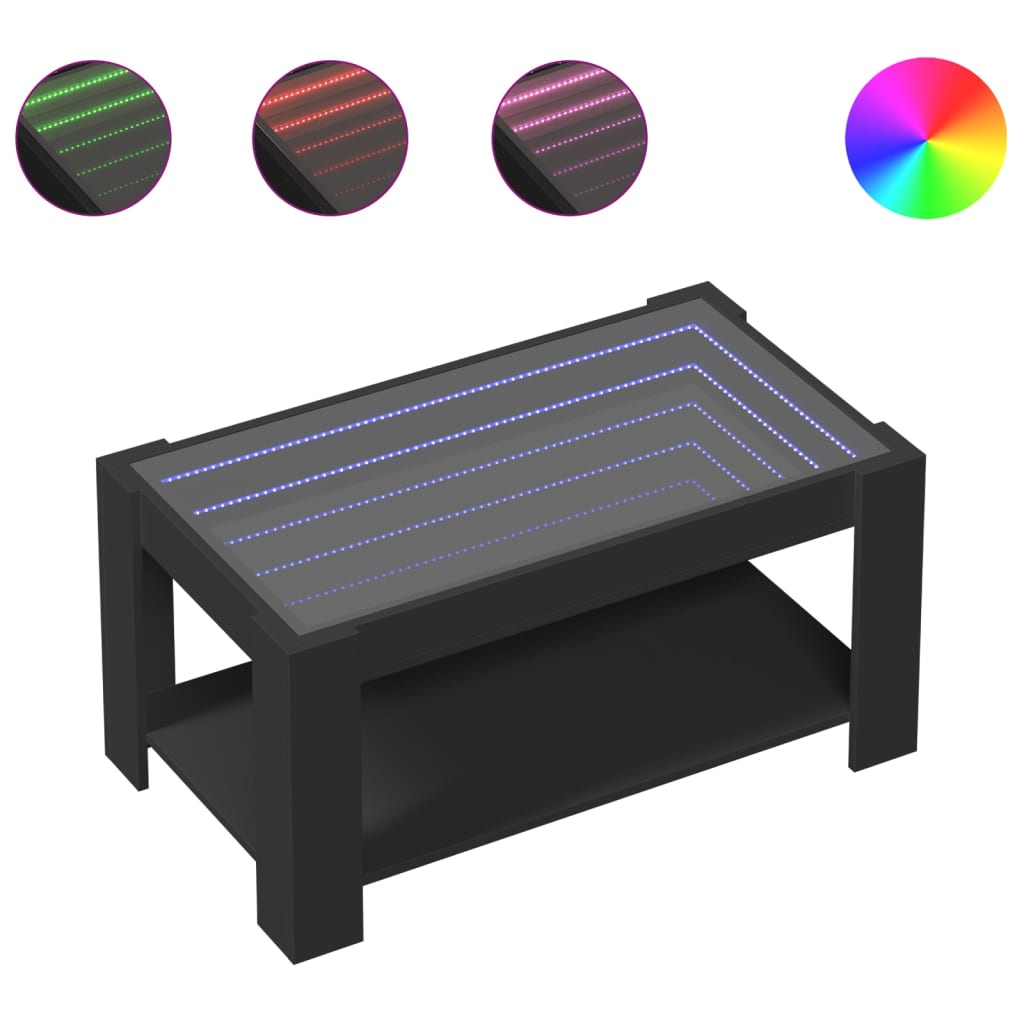 Salontafel met LED 93x53x45 cm bewerkt hout zwart is nu te koop bij PeponiXL, paradijselijk wonen!