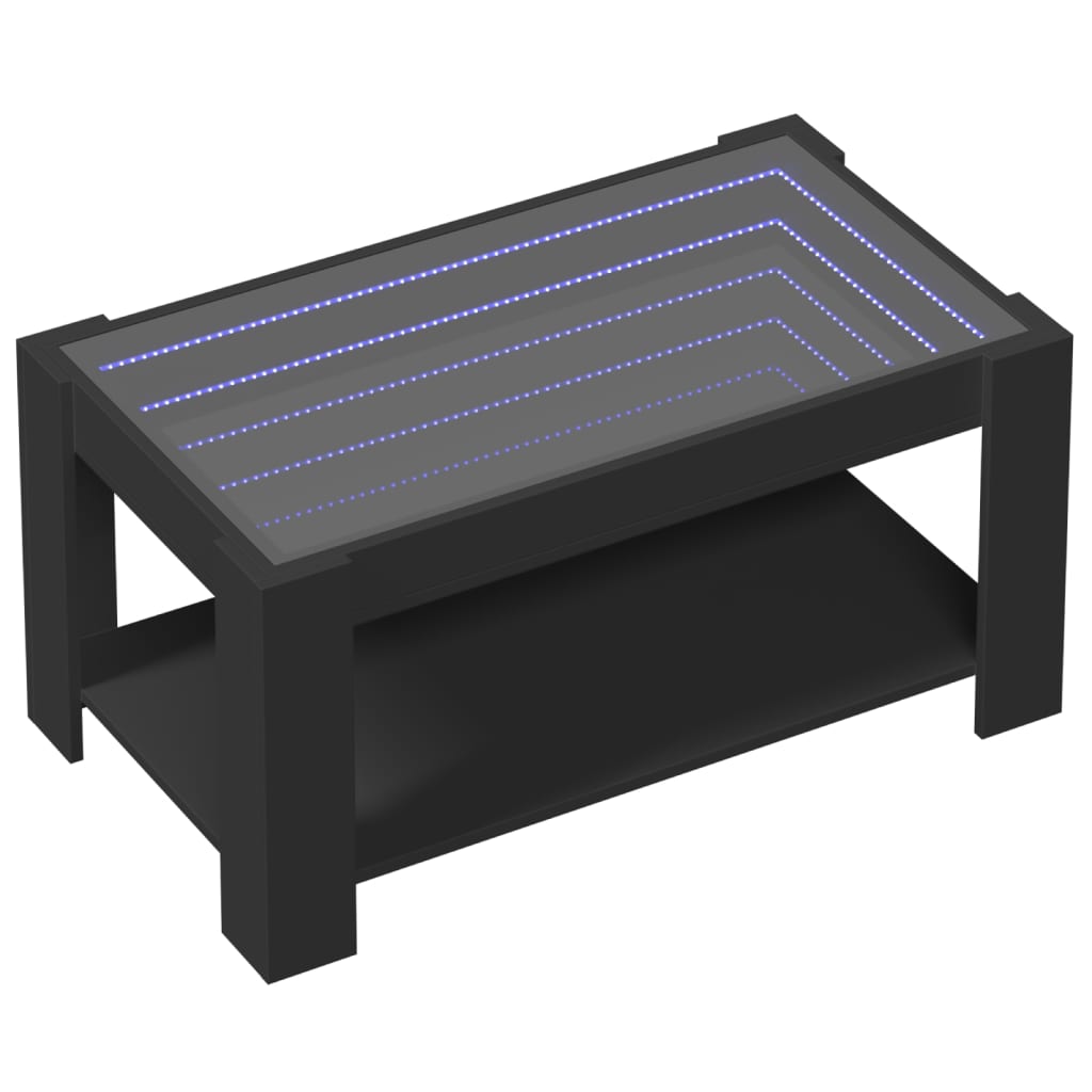 Salontafel met LED 93x53x45 cm bewerkt hout zwart is nu te koop bij PeponiXL, paradijselijk wonen!