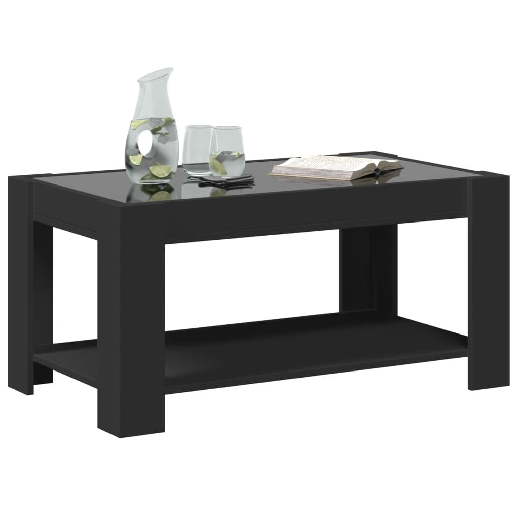 Salontafel met LED 93x53x45 cm bewerkt hout zwart is nu te koop bij PeponiXL, paradijselijk wonen!
