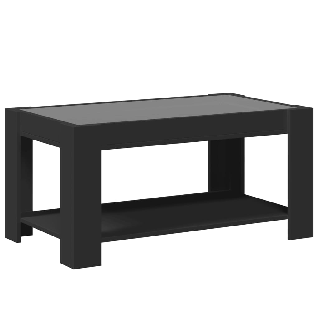 Salontafel met LED 93x53x45 cm bewerkt hout zwart is nu te koop bij PeponiXL, paradijselijk wonen!
