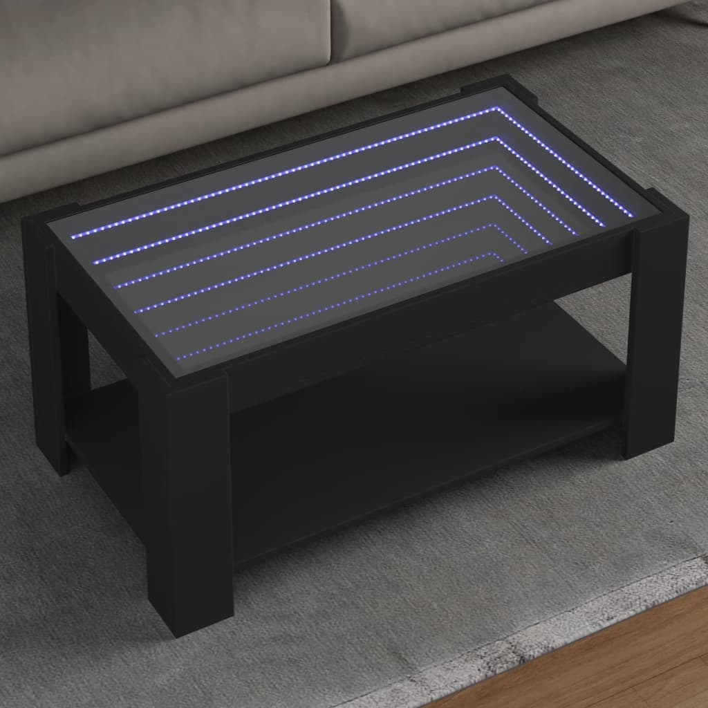 Salontafel met LED 93x53x45 cm bewerkt hout zwart is nu te koop bij PeponiXL, paradijselijk wonen!