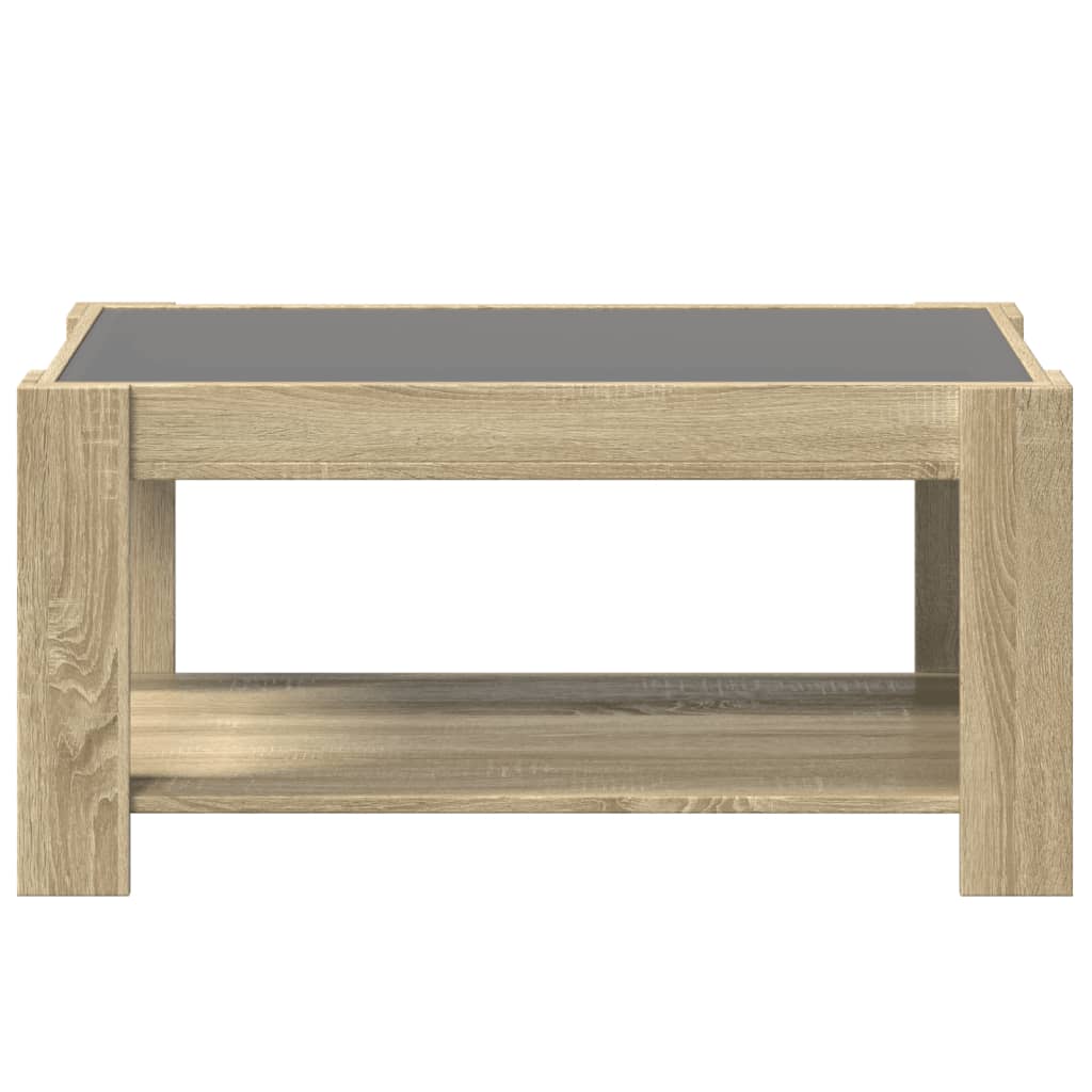 Salontafel met LED 93x53x45 cm bewerkt hout sonoma eikenkleurig is nu te koop bij PeponiXL, paradijselijk wonen!