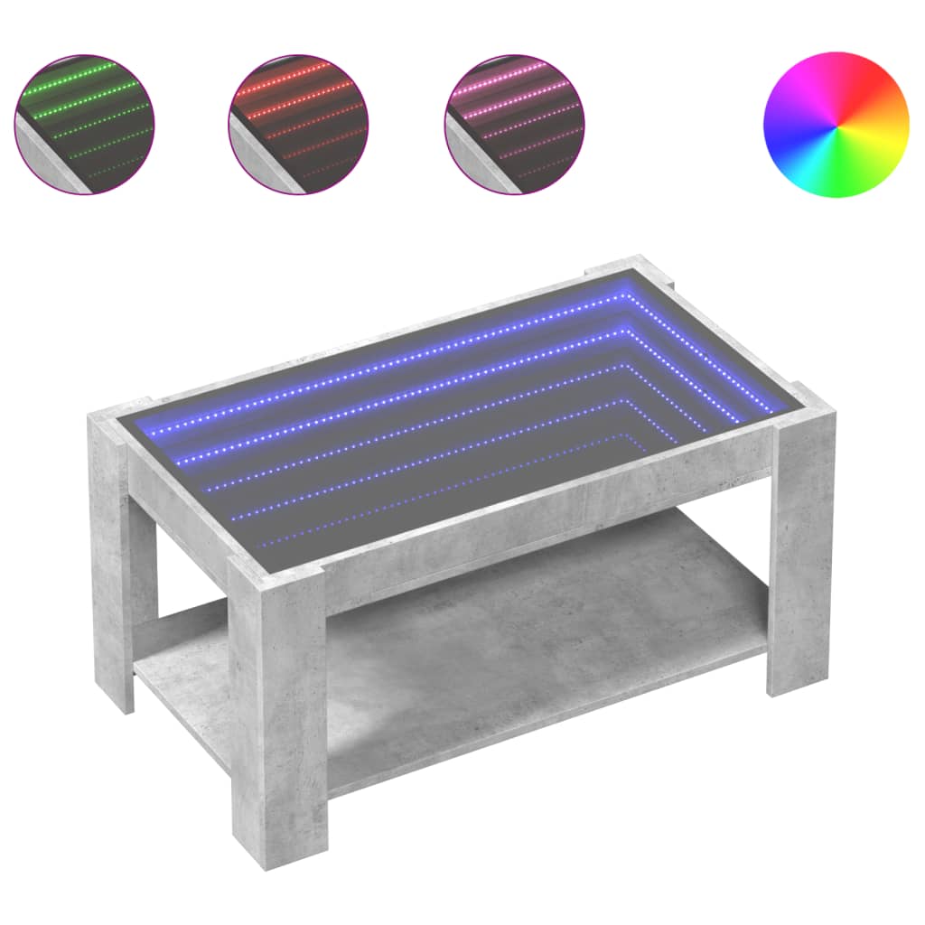 Salontafel met LED 93x53x45 cm bewerkt hout betongrijs is nu te koop bij PeponiXL, paradijselijk wonen!