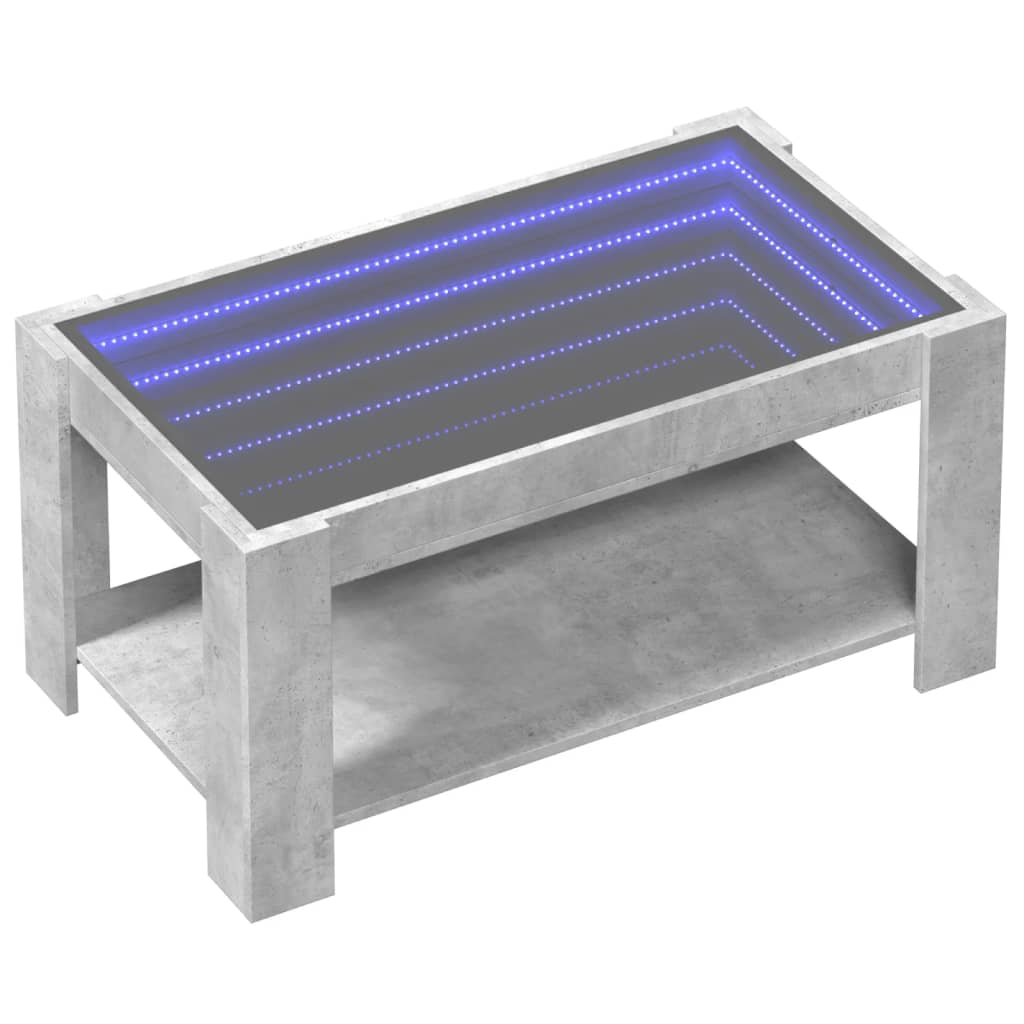Salontafel met LED 93x53x45 cm bewerkt hout betongrijs is nu te koop bij PeponiXL, paradijselijk wonen!