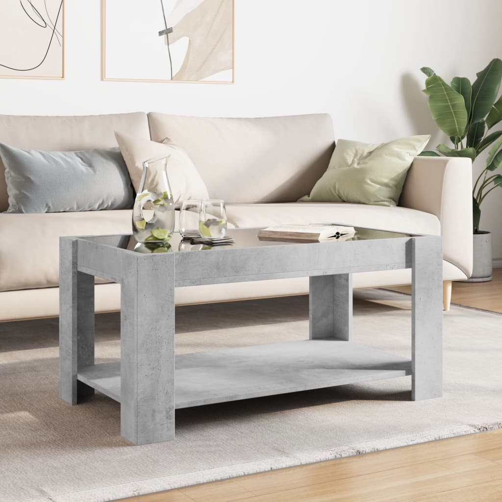 Salontafel met LED 93x53x45 cm bewerkt hout betongrijs is nu te koop bij PeponiXL, paradijselijk wonen!