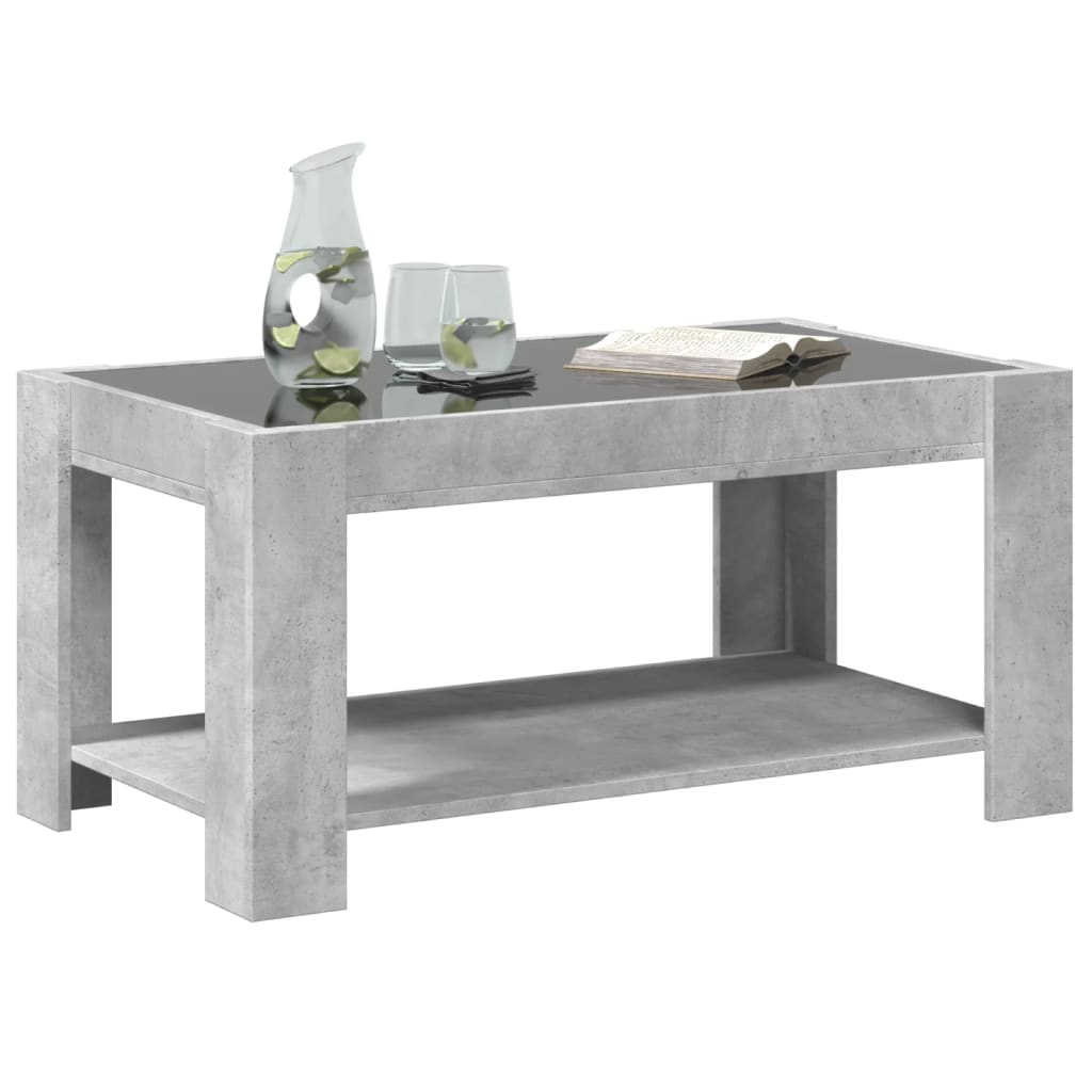 Salontafel met LED 93x53x45 cm bewerkt hout betongrijs is nu te koop bij PeponiXL, paradijselijk wonen!