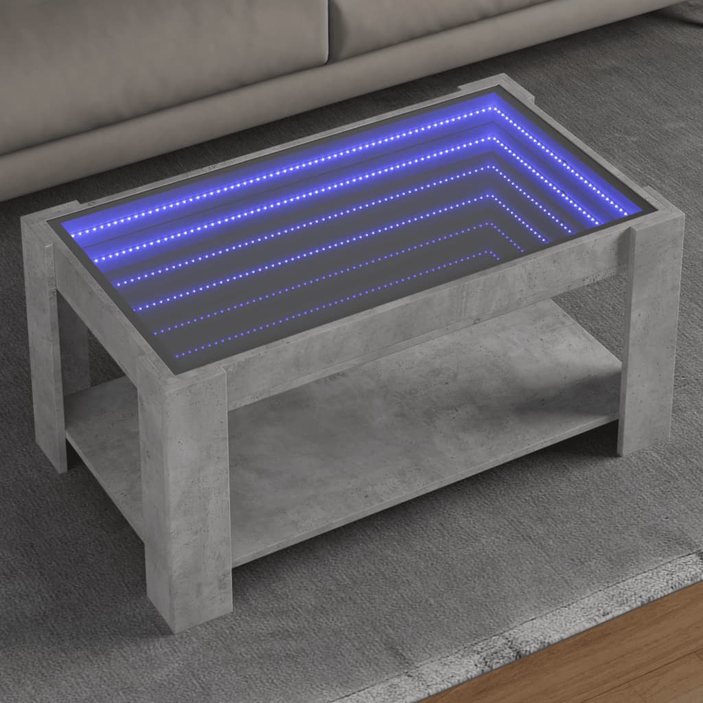 Salontafel met LED 93x53x45 cm bewerkt hout betongrijs is nu te koop bij PeponiXL, paradijselijk wonen!