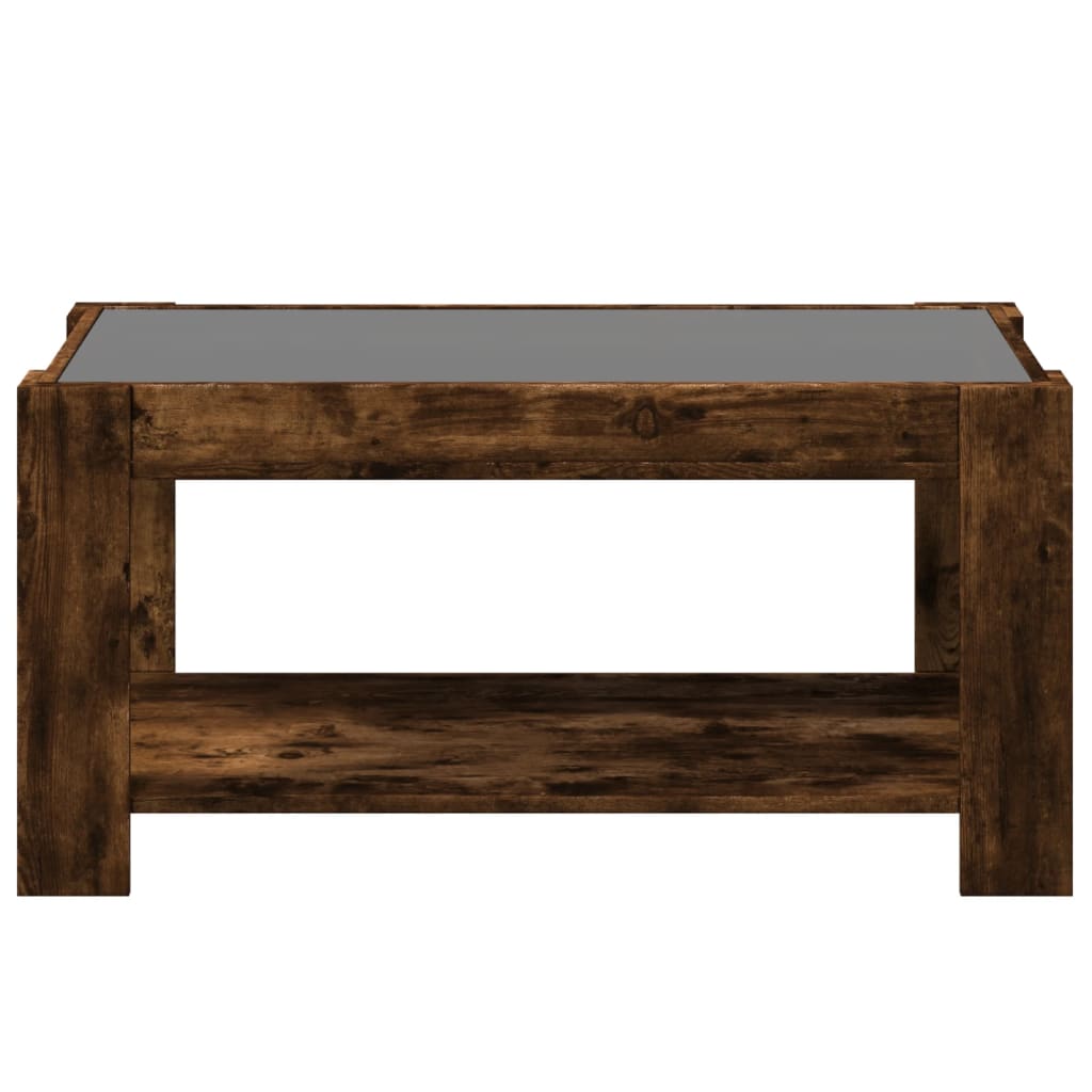Salontafel met LED 93x53x45 cm bewerkt hout gerookt eikenkleur is nu te koop bij PeponiXL, paradijselijk wonen!